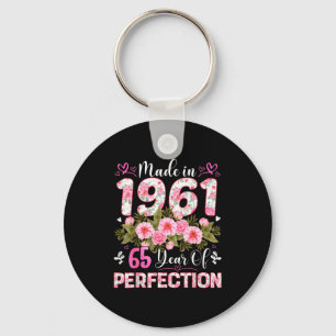 65 Year Old Made In 1961 Floral 65th Birthday Wome Keychain