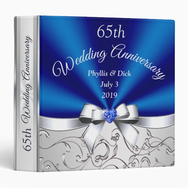 65 Year Wedding Anniversary Photo Album Binder (Front/Spine)