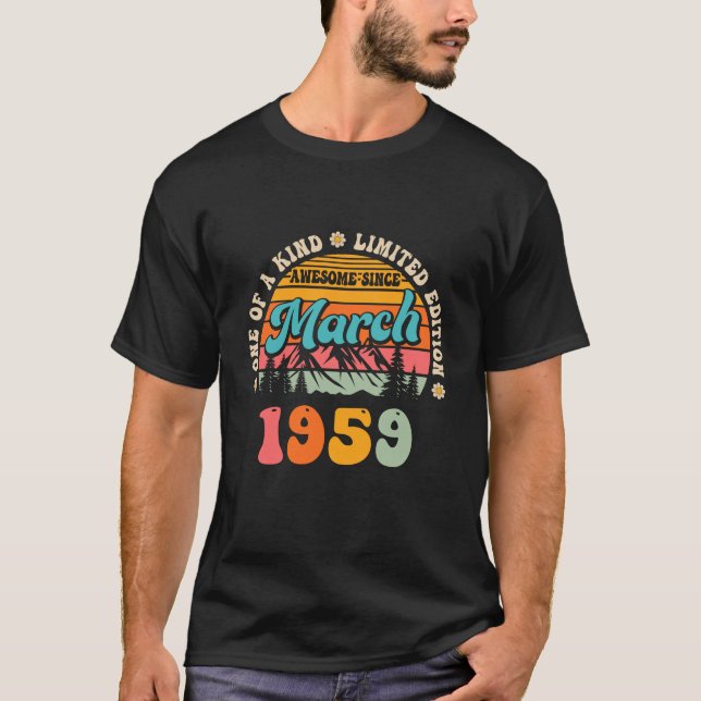 65 Years Old Awesome Since March 1959 65th Birthda T-Shirt (Front)