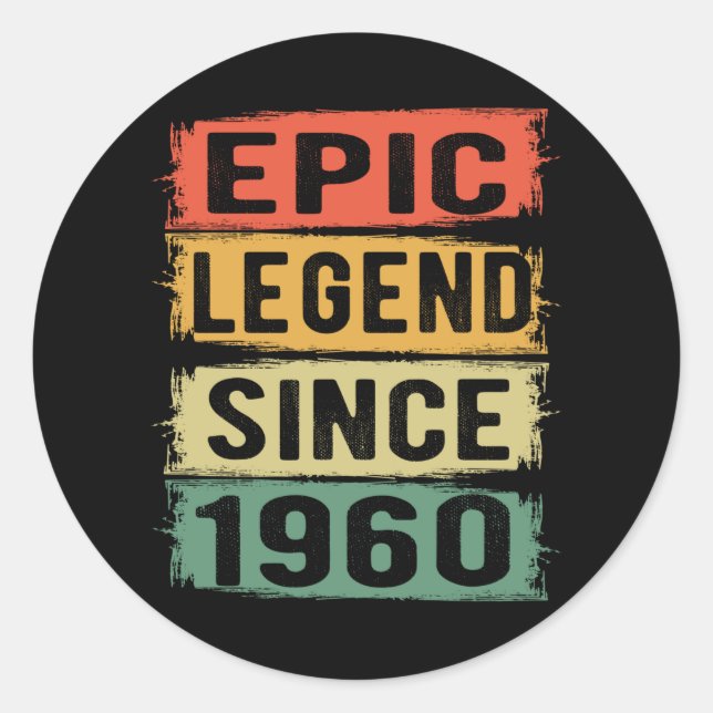 65 Years Old Bday 1960 Epic Legend 65th Birthday Classic Round Sticker (Front)