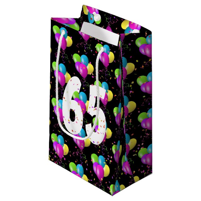 65e Anniversaire Ballons et Petit Sac Cadeau Confe (Devant Angle)