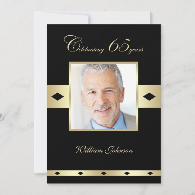 65e anniversaire de fête Invitation Photo 65e (Devant)