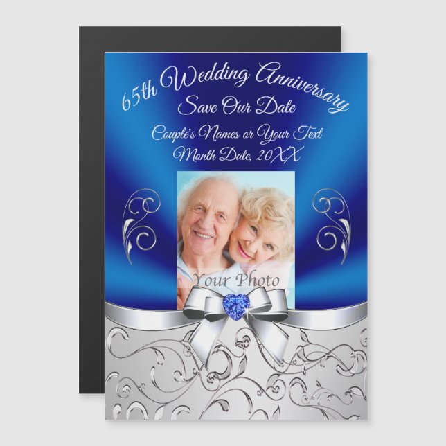 65e Anniversaire de Mariage Magnetique Cartes "Sav (Devant / Derrière)