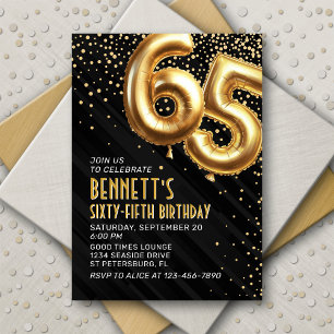 65e anniversaire Gold Black Invitation