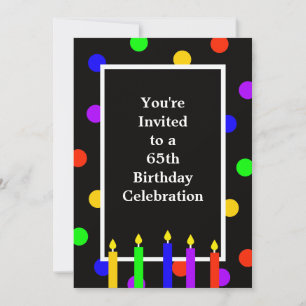 65e anniversaire Invitation fête Bougies colorées