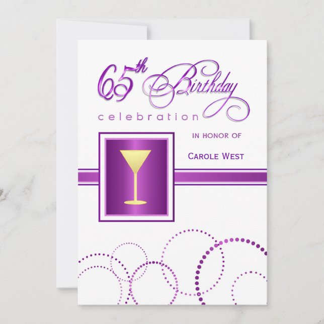 65e anniversaire Invitations à la fête - avec Mono (Devant)