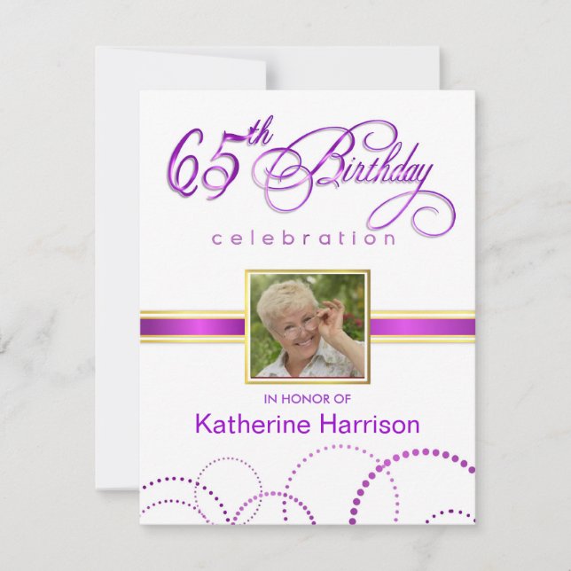 65e anniversaire Invitations à la fête - avec Mono (Devant)