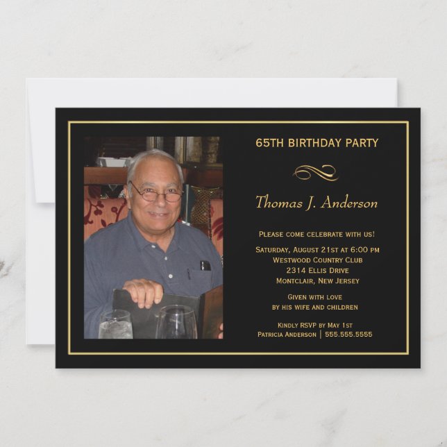 65e anniversaire Invitations - Ajouter votre photo (Devant)