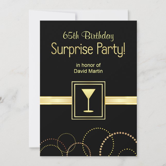 65e anniversaire Invitations de la Surprise Party  (Devant)