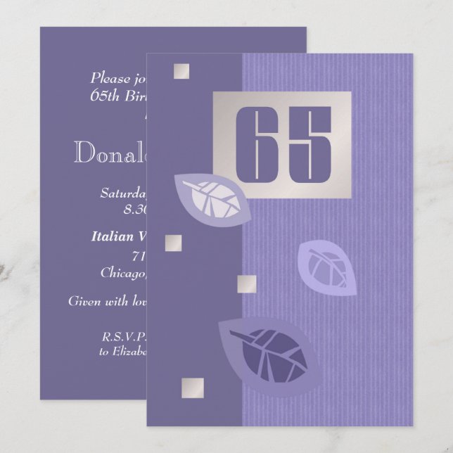 65e anniversaire Invitations personnalisées (Devant / Derrière)