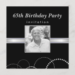 65e anniversaire Invitations photo en argent et en