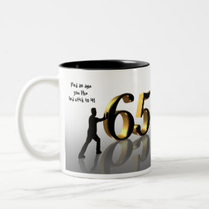 65e Anniversaire mug 3D texman poussant 65