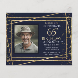 65e anniversaire Photo Papier bleu or