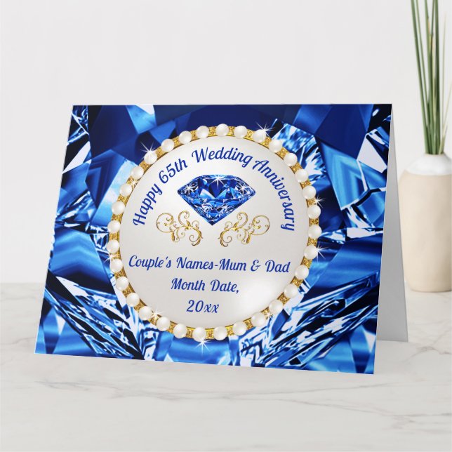 65e carte d'anniversaire du Mariage pour maman et  (Devant)