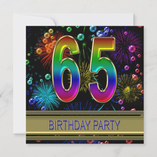 65e fête d'anniversaire Invitation avec bulles (Devant)