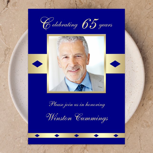 65e Photo Anniversaire de fête Invitation Marine 6 (Créateur téléchargé)