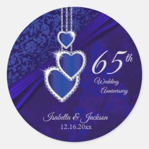 65th / 45th Sapphire Wedding Anniversary Design Classic Round Sticker
