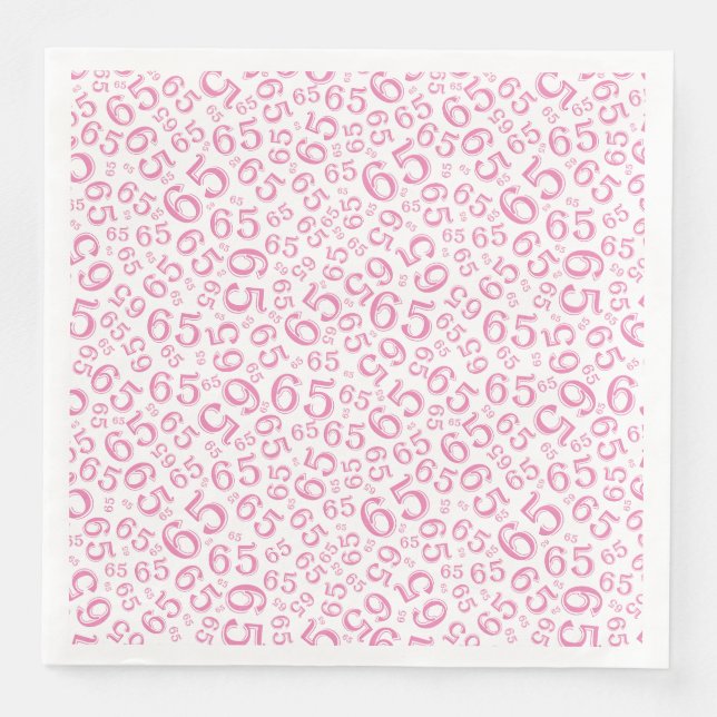 65th Age Random Number Pattern Pink/White Napkin (Front)