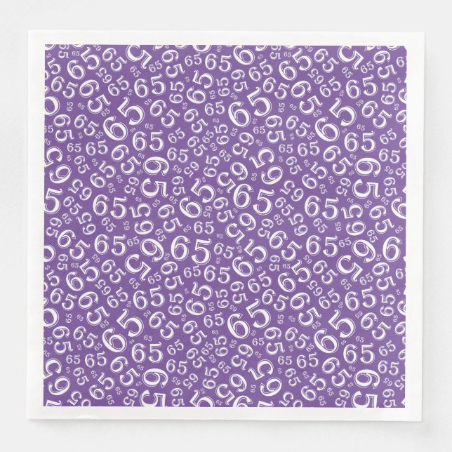 65th Age Random Number Pattern Purple/White Napkin (Front)