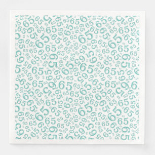 65th Age Random Number Pattern Teal/White Napkin