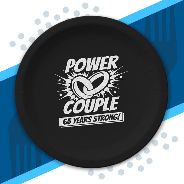 65th Anniversary Couples Married 65 Years Strong Paper Plate (Creator Uploaded)