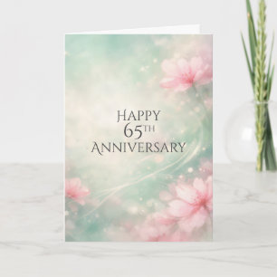 65th Anniversary Dreamy Flowers On Mint Green  Card