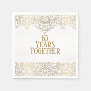 65th Anniversary Gold Lace On White Napkins