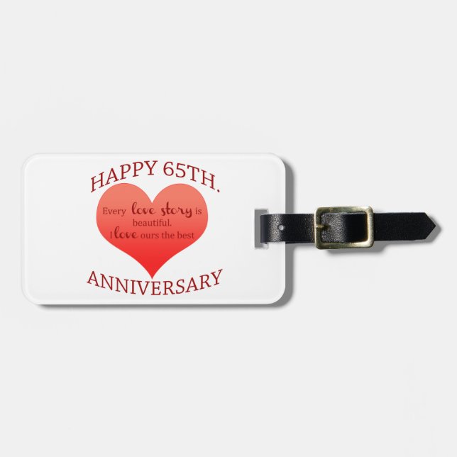 65th. Anniversary Luggage Tag (Front Horizontal)