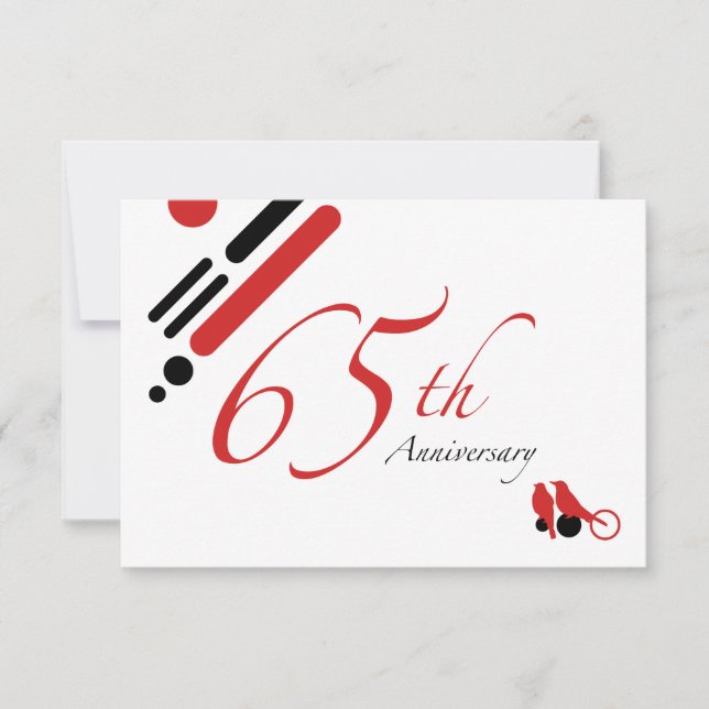 65th Anniversary (mod birds) Invitation (Front)