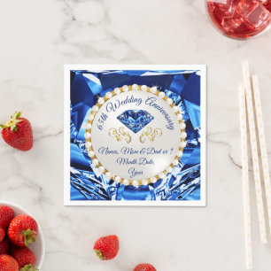 65th Anniversary Napkins, Stunning Sapphire Design Napkin