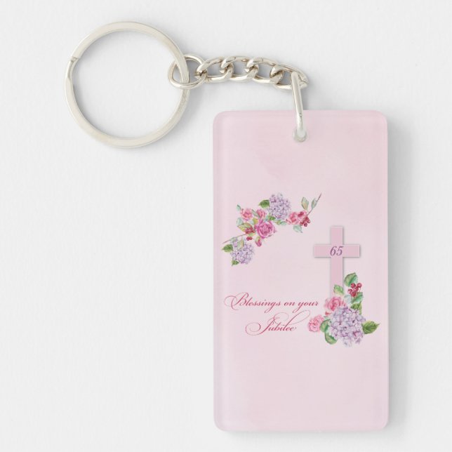 65th Anniversary of Religious Life Catholic Nun Keychain (Front)