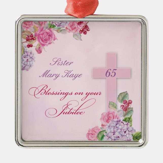 65th Anniversary of Religious Life Catholic Nun Metal Ornament (Front)