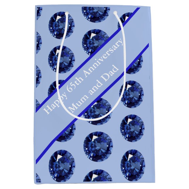 65th Anniversary Sapphire Editable Medium Gift Bag (Front)