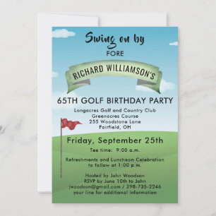 65TH (any age) GOLF BIRTHDAY PARTY WITH TEE TIME Invitation