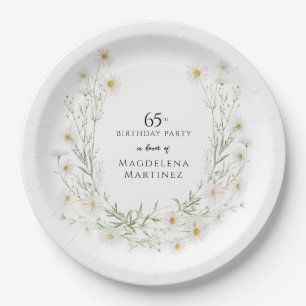 65th Birthday April Birthday Month Daisy Custom Paper Plate