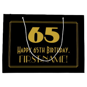 65th Birthday — Art Deco Inspired Look "65" & Na Large Gift Bag