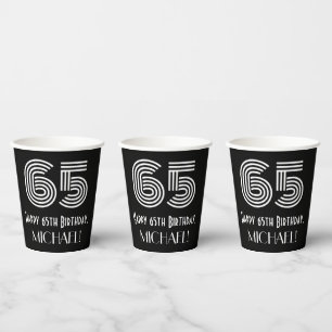 65th Birthday — Art Deco Inspired Look “65”  Paper Cups