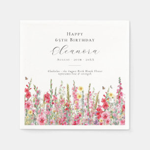 65th Birthday August Birth Month Flower Gladiolus Napkin