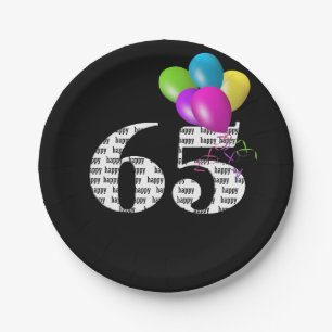 65th birthday balloon bouquet paper plate