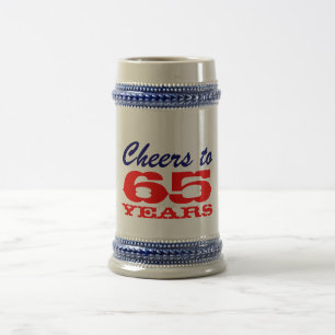 65th Birthday Beer Mug   Gift for men