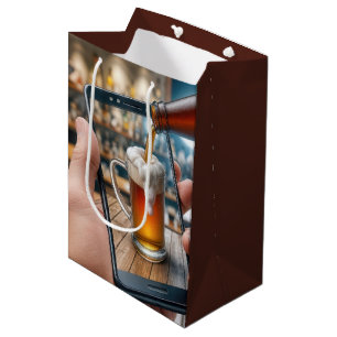 65th Birthday Beer On Smartphone Medium Gift Bag