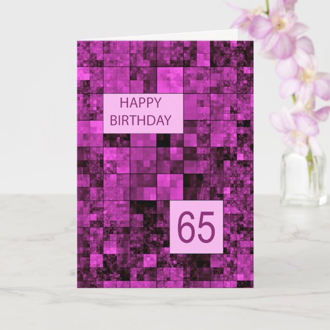 65th Birthday Birthday Pink Pattern  Card (Orchid)