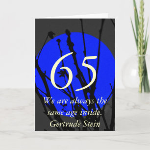 65th Birthday Blue and Black Quote Card