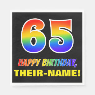 65th Birthday: Bold, Fun, Simple, Rainbow 65 Napkin