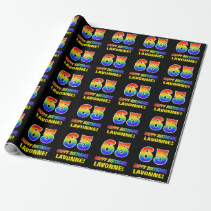 65th Birthday: Bold, Fun, Simple, Rainbow 65 Wrapping Paper