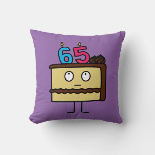 65th Birthday Cake with Candles Throw Pillow