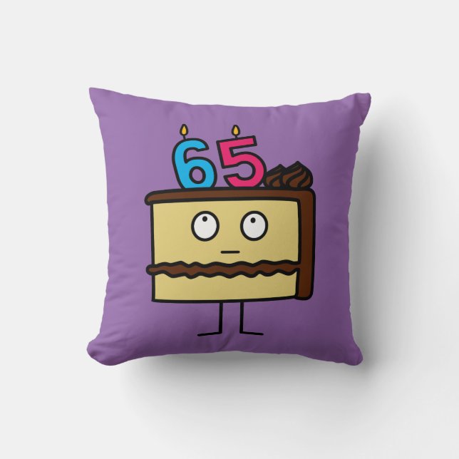 65th Birthday Cake with Candles Throw Pillow (Front)