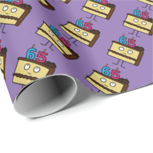 65th Birthday Cake with Candles Wrapping Paper