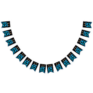 65th birthday candles with eyeballs bunting flags