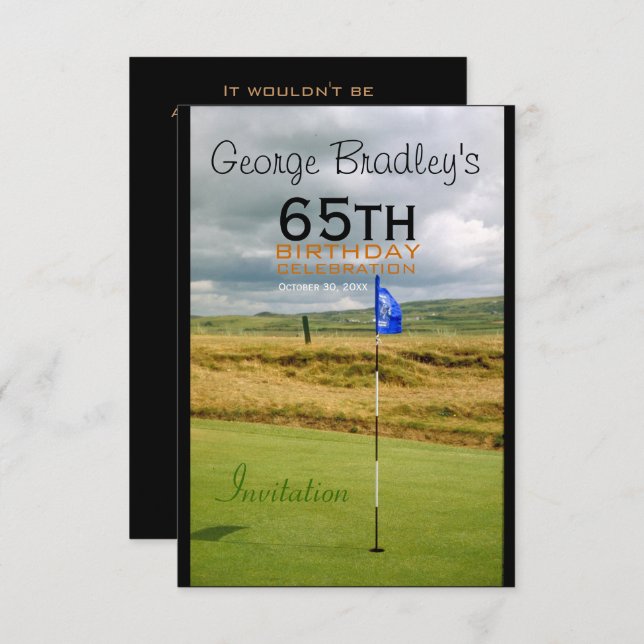 65th Birthday Celebration Golf Customizable Invite (Front/Back)